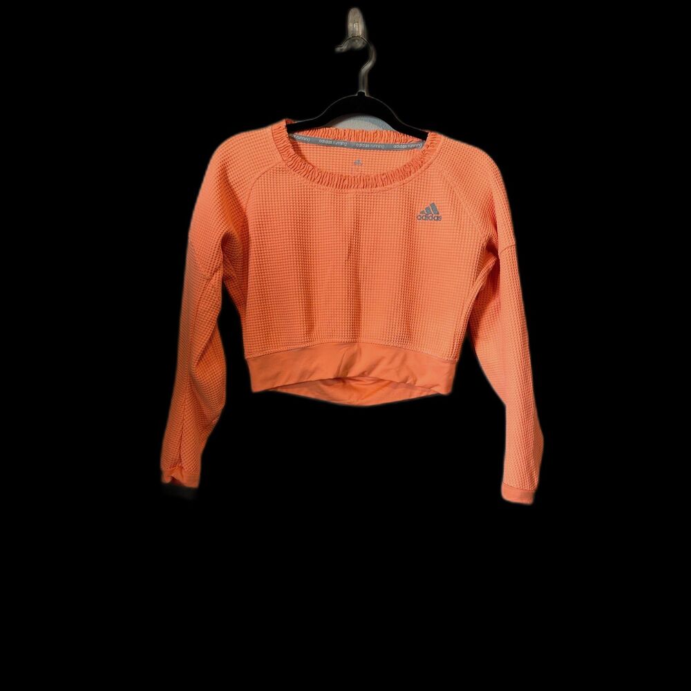 Adidas Waffle Weave Textured Cropped Long-sleeve Tee